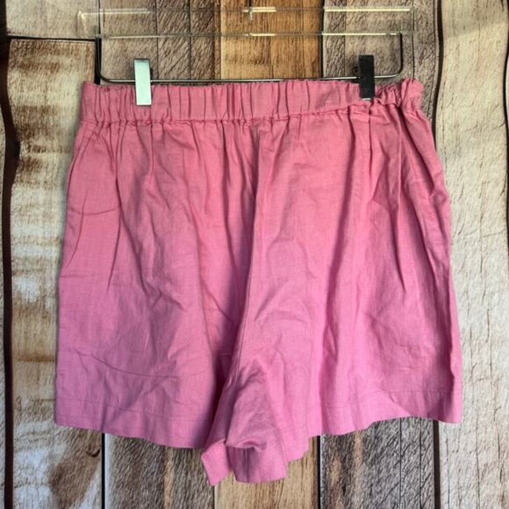 Madewell Shorts Clean Pull-On in Linen-Cotton Pink Medium Summer Casual Classic - Picture 2 of 5